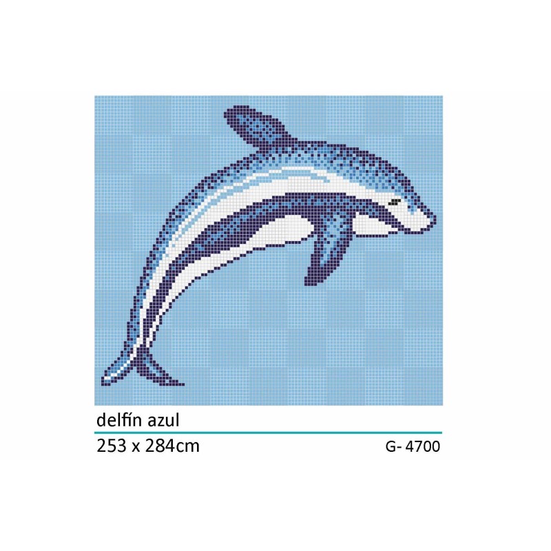 Décor en emaux de verre pour piscine: dauphin bleu 253x284cm Décor en emaux de verre pour piscine: dauphin bleu 253x284cm