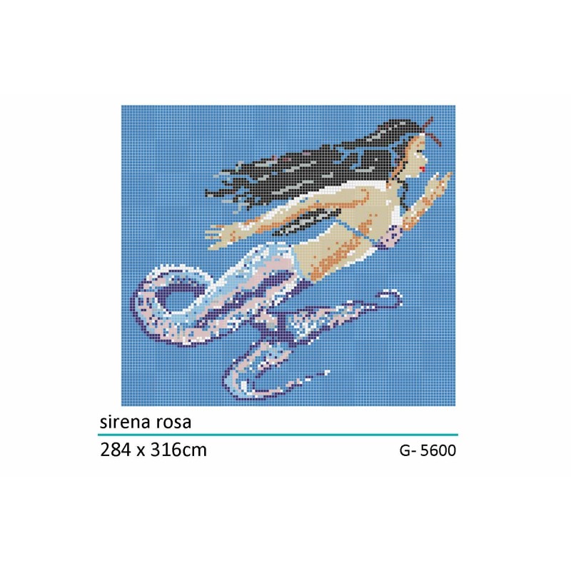 Décor en emaux de verre pour piscine: sirène rose 285x316cm Décor en emaux de verre pour piscine: sirène rose 285x316cm