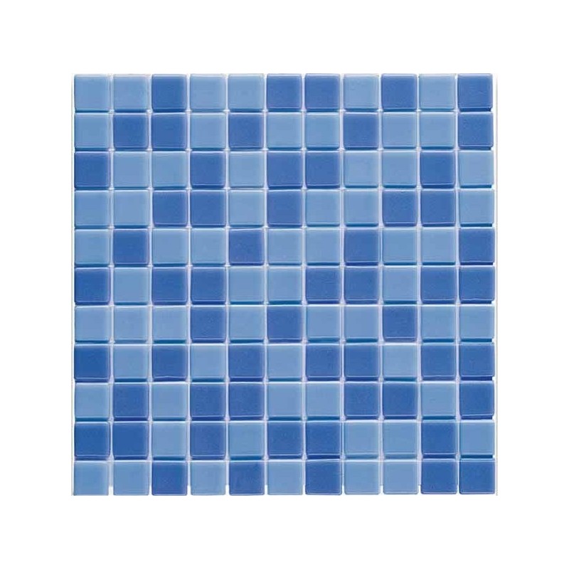 Emaux de verre antiderapant bleu mélangé pour le sol de la salle de bain piscine mosaique moxcombi-2  2.5x2.5cm sur trame.