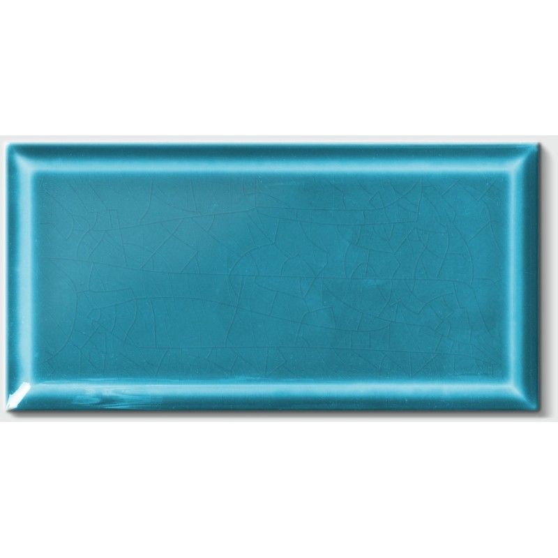 Carrelage métro Dif craquelé bleu chinois brillant 10x20cm