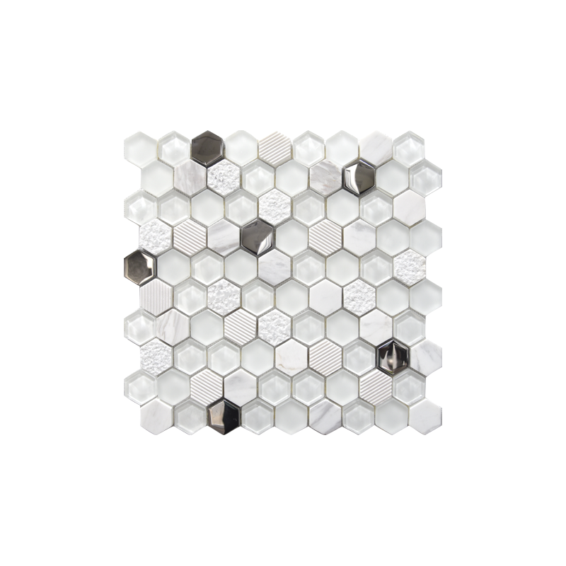 mosaique cuisine hexagone de verre et pierre blanc 30,2x30,5cm moxhexagono mosaique cuisine hexagone de verre et pierre blanc 30,2x30,5cm moxhexagono