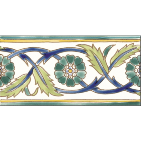 Frise brillante décorée 10x20x0.8cm peinte à la main, Dif palmyre vert