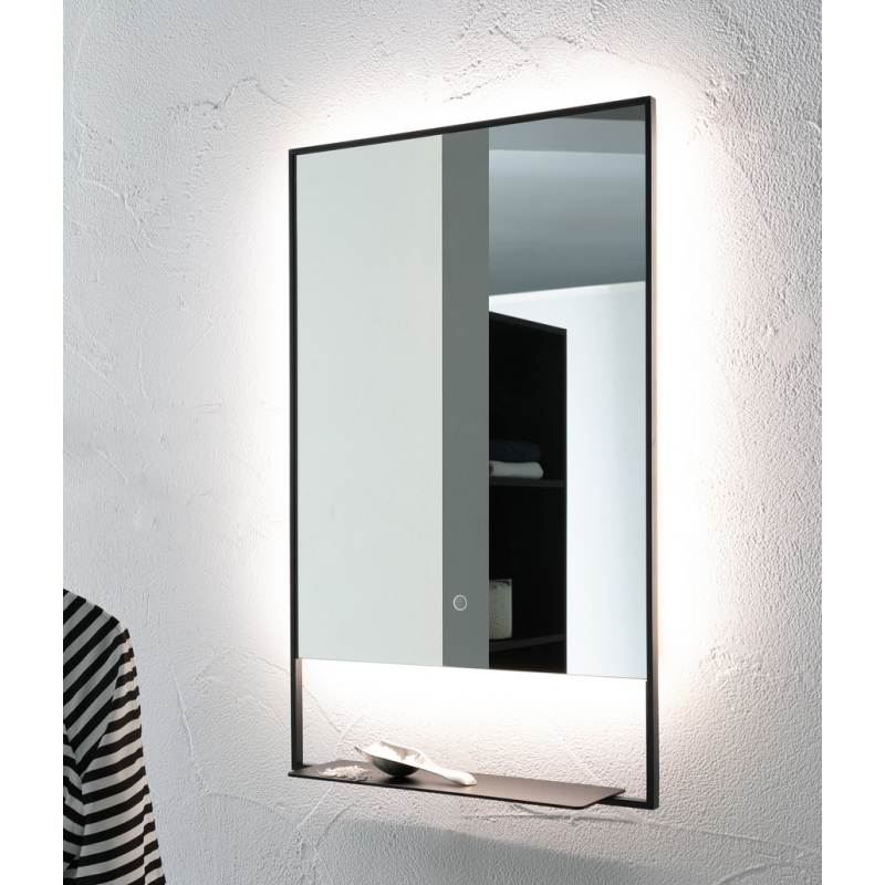 Miroir lumineux contemporain, salle de bain, vertical 50x80x4.2cm avec éclairage périmétral à led compx castore 4061.