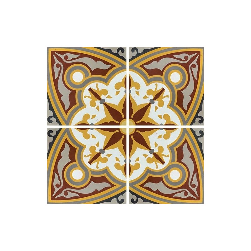 Carrelage ciment véritable décor arabesque 7650-2 20x20cm Carrelage ciment véritable décor arabesque 7650-2 20x20cm