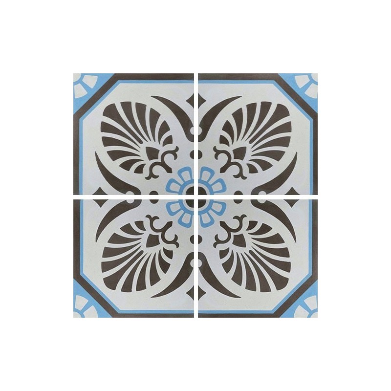 Carrelage ciment véritable décor arabesque 7690-2 20x20cm Carrelage ciment véritable décor arabesque 7690-2 20x20cm