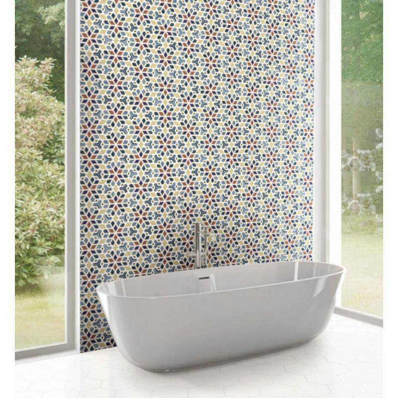 Carrelage hexagone décor multicolore 25x22cm Dif kimri Carrelage hexagone décor multicolore 25x22cm Dif kimri