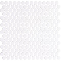 Emaux de verre rond melange blanc mat et brillant d:19mm sur plaque de 28.5x28.5cm sol et mur onipenny white mat shiny