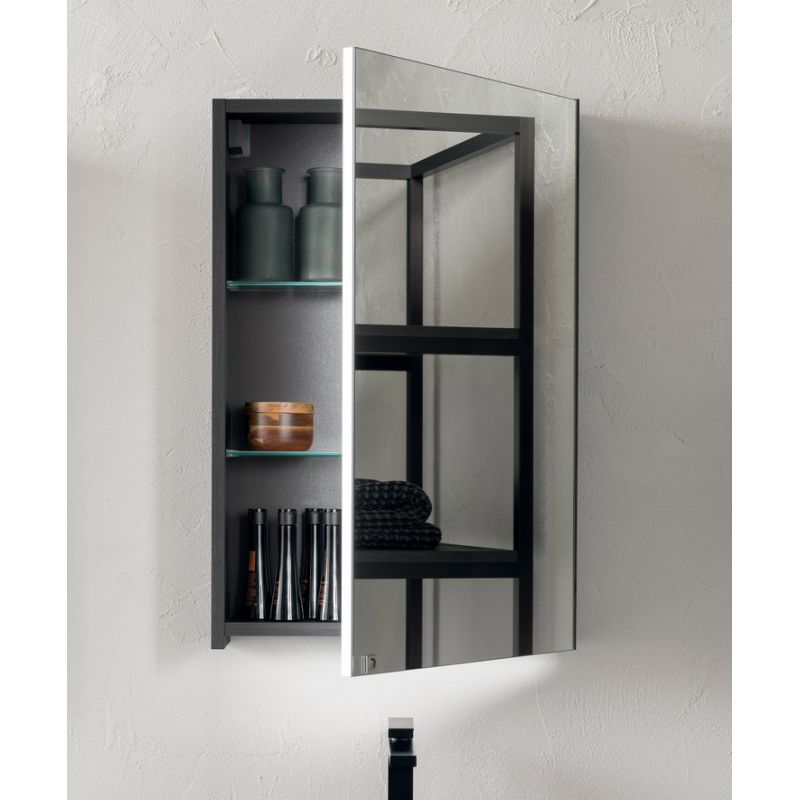 Miroir contemporain, salle de bain, avec porte G/D, L 60cm, P 15cm, H 75cm,  compx link 4708.