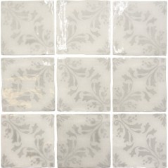 Carrelage effet zellige décor gris brillant légèrement nuancé 13x13cm, apemoura, apepontes, apetavares grey
