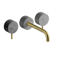 Mitigeur lavabo à encastrer, bec long, socle marbre blanc: chromé, blanc mat, noir mat, or, or rose, nickel brossé IMM307