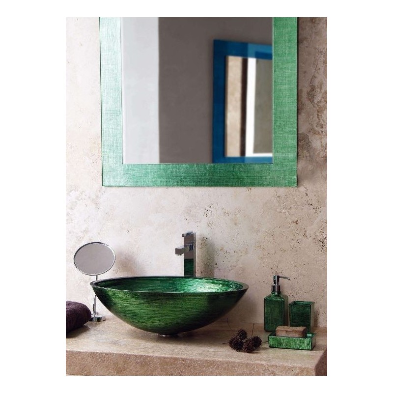 miroir avec cadre en verre décoré couleur émeraude 70x90cm