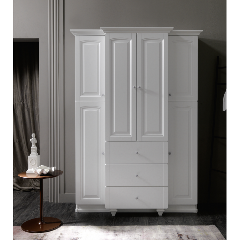 Meuble de salle de bain de style ancien, rétro, art-déco laqué blanc mat largeur150cm hauteur210cm compx AC15B Meuble de salle de bain de style ancien, rétro, art-déco laqué blanc mat largeur150cm hauteur210cm compx AC15B