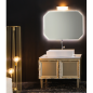 Deux meubles de salle de bain de style art-déco, rétro beige chambagne mat avec armoire et miroir compx DH15 Deux meubles de salle de bain de style art-déco, rétro beige chambagne mat avec armoire et miroir compx DH15