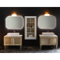 Deux meubles de salle de bain de style art-déco, rétro beige chambagne mat avec armoire et miroir compx DH15 Deux meubles de salle de bain de style art-déco, rétro beige chambagne mat avec armoire et miroir compx DH15