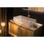 Deux meubles de salle de bain de style art-déco, rétro beige chambagne mat avec armoire et miroir compx DH15 Deux meubles de salle de bain de style art-déco, rétro beige chambagne mat avec armoire et miroir compx DH15