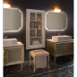 Deux meubles de salle de bain de style art-déco, rétro beige chambagne mat avec armoire et miroir compx DH15 Deux meubles de salle de bain de style art-déco, rétro beige chambagne mat avec armoire et miroir compx DH15