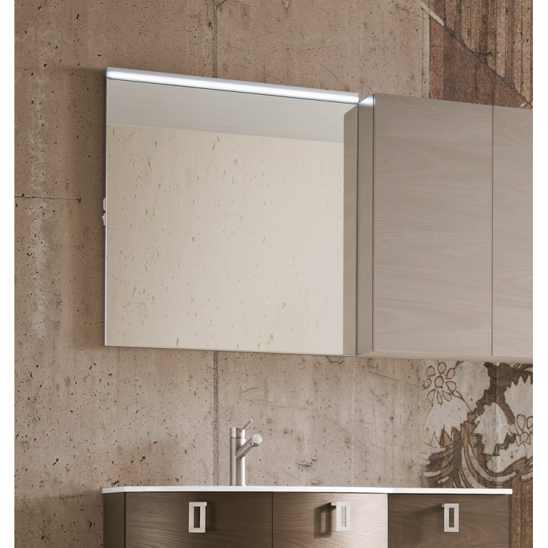 Miroir lumineux salle de bain, moderne, grand format, blanc brillant, hauteur 111.8cm avec spot hallogène compx wap