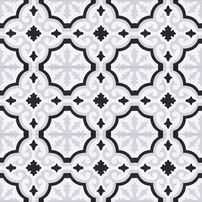 Carrelage imitation carreau ciment décoré noir et blanc mat, sol et mur, 20x20x0.9cm, pasicorly blanc Carrelage imitation carreau ciment décoré noir et blanc mat, sol et mur, 20x20x0.9cm, pasicorly blanc