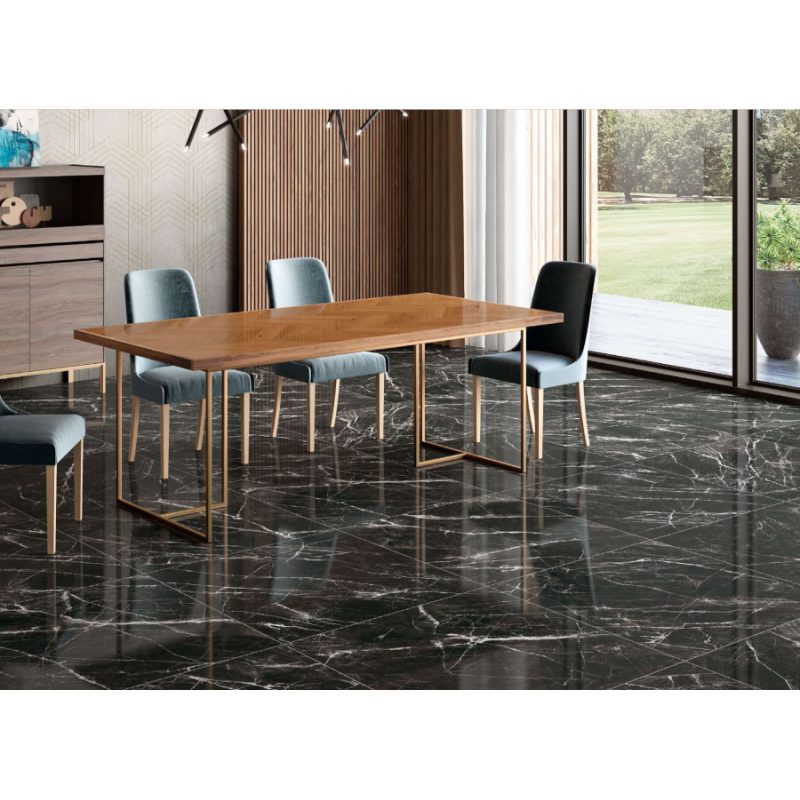 Carrelage imitation marbre noir poli brillant rectifié 60x60cm, 60x120cm, 90x90cm, duresagata black