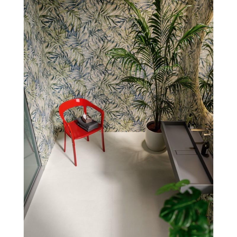Carrelage décor feuille vert clair mat 60x120 rectifié, santajardin 01 présenté avec santasable light Carrelage décor feuille vert clair mat 60x120 rectifié, santajardin 01 présenté avec santasable light