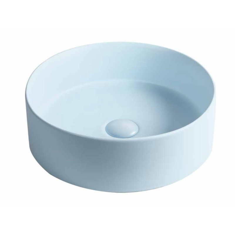 Vasque en céramique émaillée bleu ronde diamètre 40cm hauteur 13cm moxnaya blue salle de bain Vasque en céramique émaillée bleu ronde diamètre 40cm hauteur 13cm moxnaya blue salle de bain