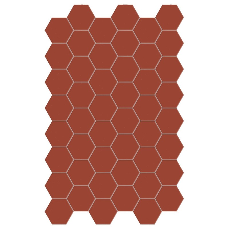 Carrelage hexagonal, sol et mur, rouge foncé mat 14x16cm terx hexamat rusty red