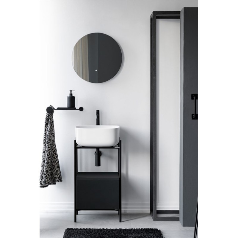 Meuble console de salle de bain structure métal L44cm H90cm P43cm avec tiroir en bois et vasque céramique scaxdiva 23 Meuble console de salle de bain structure métal L44cm H90cm P43cm avec tiroir en bois et vasque céramique scaxdiva 23