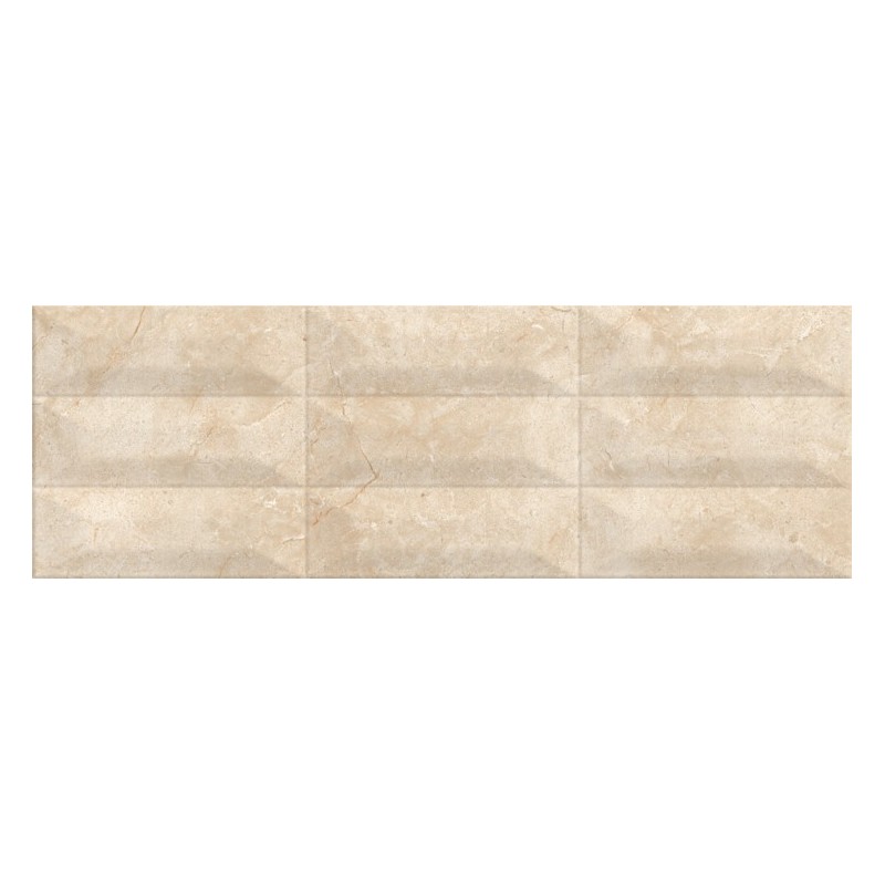 Carrelage métro brillant beige imitation marbre 25x75cm, cultmarfil