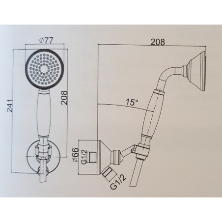 Ensemble douche rétro F2287/8 chromé ou doré