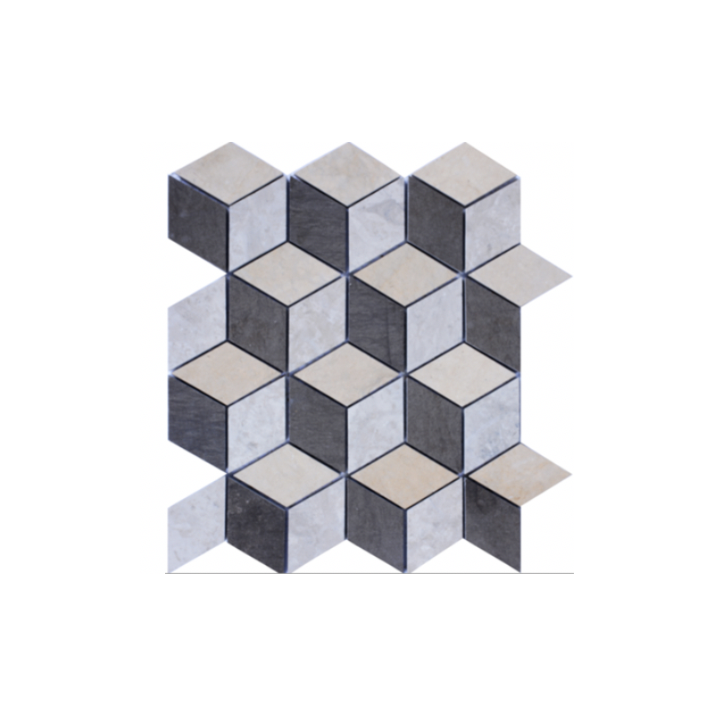 Mosaique cuisine, salle de bain Dif savana losange 4.3cm mat: thala beige, gris et foussana gris sur trame 27x24x1cm Mosaique cuisine, salle de bain Dif savana losange 4.3cm mat: thala beige, gris et foussana gris sur trame 27x24x1cm