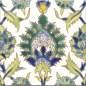 Carrelage décor oriental peint à la main brillant 20x20x0.8cm Dif palmyre vert sur fond ivoire Carrelage décor oriental peint à la main brillant 20x20x0.8cm Dif palmyre vert sur fond ivoire
