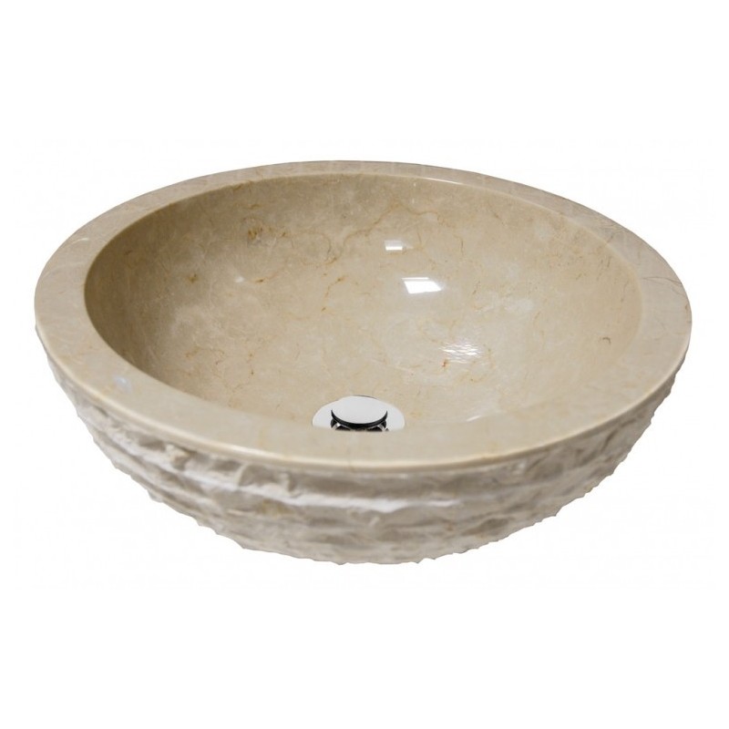 Vasque en pierre mox ronda beige diamètre:40cm hauteur:15cm