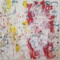 Tableau contemporain, peinture moderne figurative, acrylique sur toile 100x100cm intitulée: multitetes blanches.
