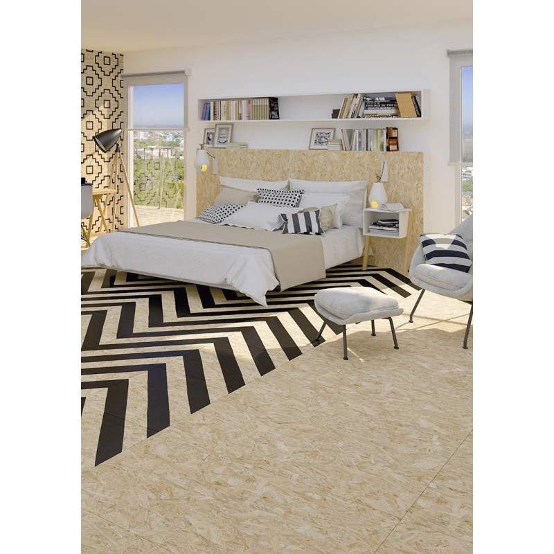 Carrelage effet bois aggloméré mat strié de bandes noires , décor, 59.3x59.3cm rectifié, R10, VIV strand nenets naturel noir Carrelage effet bois aggloméré mat strié de bandes noires , décor, 59.3x59.3cm rectifié, R10, VIV strand nenets naturel noir